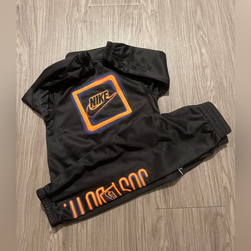 Nike Toddler Tracksuit 3T Black Orange Logo Matching Set Boys Athletic Outfit
